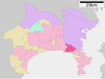 Location of Kamakura city Kanagawa prefecture Japan